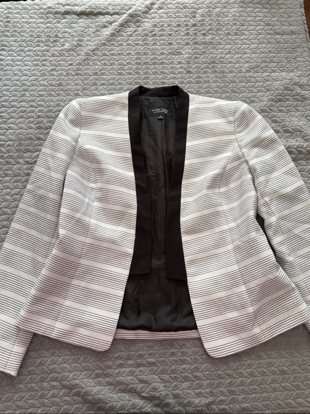 Black Label by Evan-Picone Striped Open Front Blazer Size 4